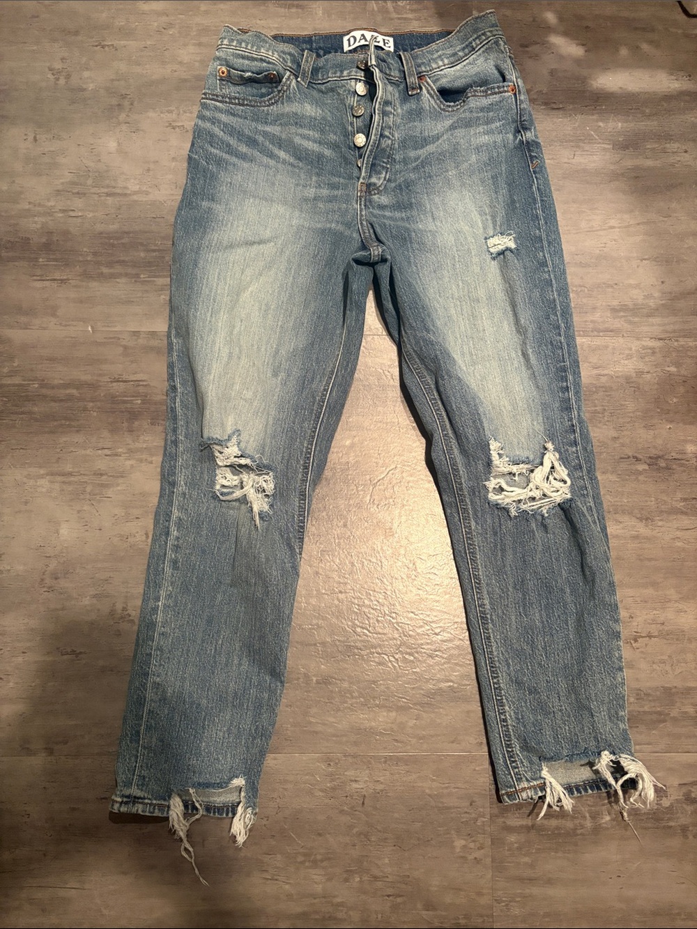 Daze Women's Light Blue Distressed Boyfriend Jeans